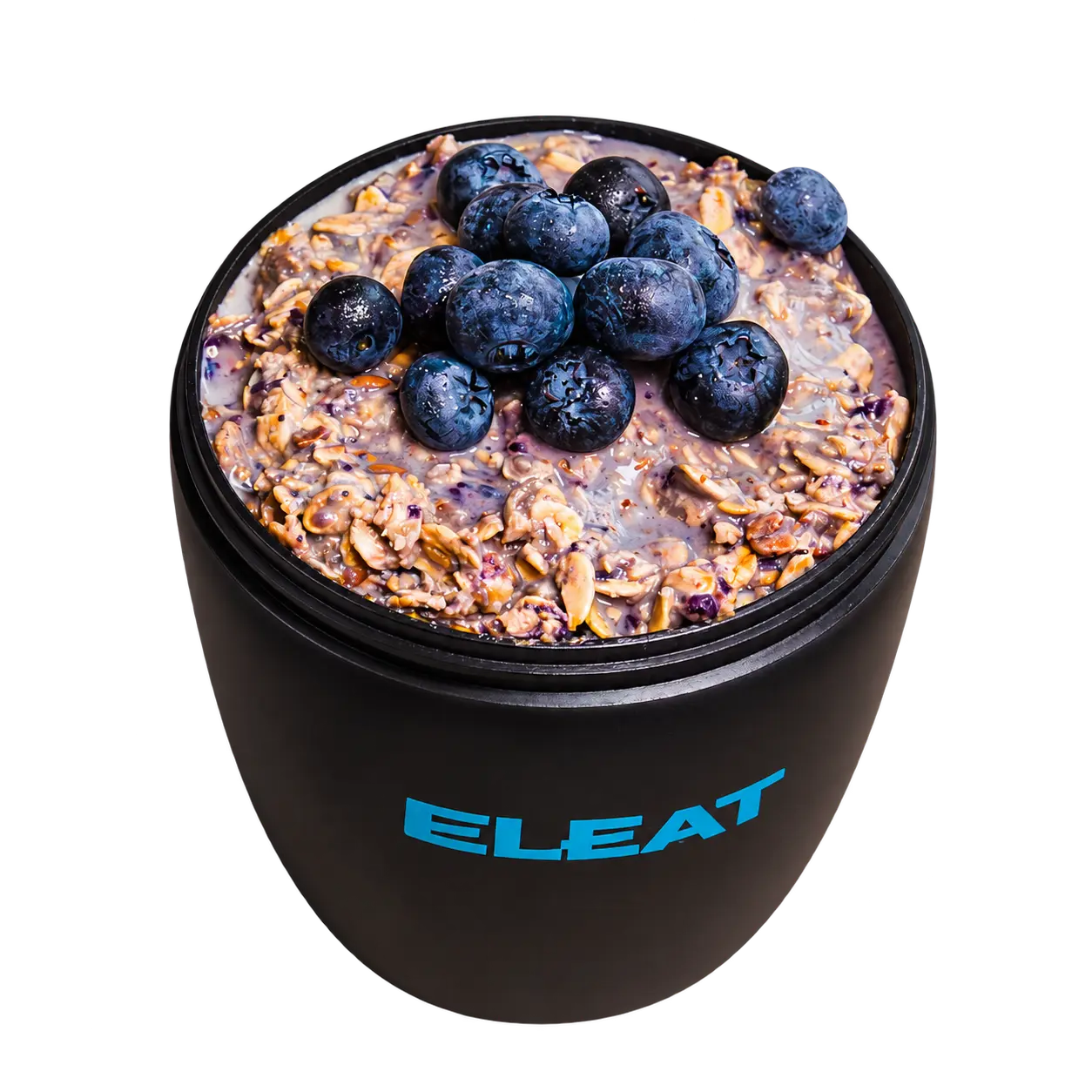 Blueberry overnight oats served in an ELEAT breakfast pot